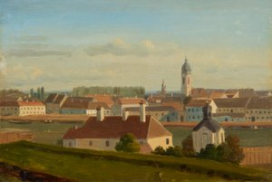 Uitzicht over het Donaukanaal naar Leopoldstadt door Johann Peter Krafft