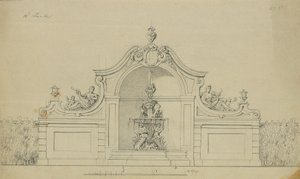 Fontein in de Perziktuin van het Bovenste Belvedere