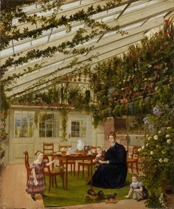 De familie van de heer Westfal in de serre, 1836 door Johann Philipp Eduard Gartner