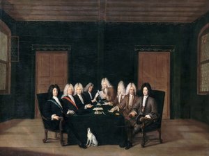 De gezanten van het vredescongres van Baden op 7 september 1714 door Johann Rudolf Huber
