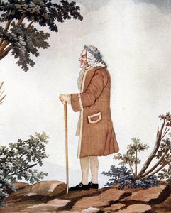 Portret van Voltaire, Franse schrijver (1694-1778) - in Gouache en zijde toegeschreven aan Johann Huber van Genève
