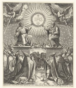 Aanbidding van het monogram van Christus door Johann Sadeler (I)