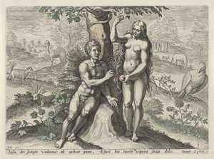 Eva verleidt Adam door Johann Sadeler (I)