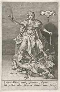 Gerechtigheid (Justitia) overwint Geweld (Violentia) De deugden overwinnen de ondeugden