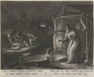 Heilige Alphegus van Canterbury als kluizenaar, Het deugdzame leven van kluizenaars, Trophaeum vitae solitariae door Johann Sadeler (I)