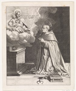 Heilige Hyacinthus aanbidt Maria met het Christuskind door Johann Sadeler (I)
