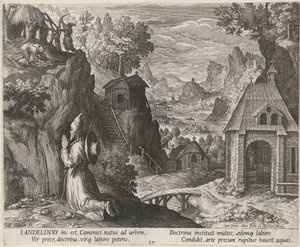 Heilige Landelinus als kluizenaar Kluizenaars (serie titel) Oraculum Anachoreticum (serie titel)