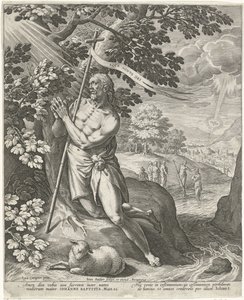 Johannes de Doper in de woestijn door Johann Sadeler (I)