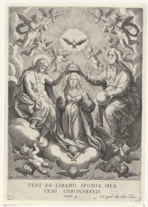 Kroning van Maria met engelenscharen door Johann Sadeler (I)