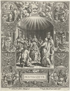 Uitstorting van de Heilige Geest: Pinksteren door Johann Sadeler (I)