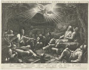 Verkondiging aan de herders door Johann Sadeler (I)