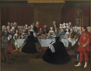 Een banket aan het hof van de Duitse keizer Karel VI door Johann Salomon Wahl