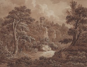 Een arcadisch landschap met een jager en zijn hond door Johann Sebastian Bach