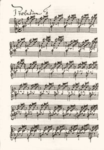 Pagina van een bladmuziek voor Johann Sebastian Bach