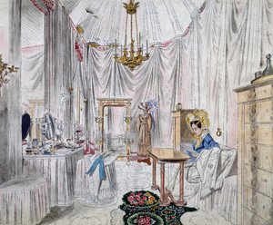 Kleedkamer van keizerin Carolina Augusta in kasteel van Wenen, aquarel op papier door Johann Stephan Decker (1784-1844) door Johann Stephan Decker