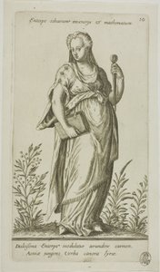 Enterpe, muze van muziek, plaat 10 uit Parnassus Biceps door Johann Theodor de Bry