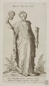Melpomene, Muze van de Tragedie, plaat 8 uit Parnassus Biceps