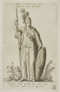 Pallas Athena, plaat 6 van Parnassus Biceps door Johann Theodor de Bry