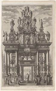 Frontispice met Triomfboog met Christus en de Apostelen door Johann Ulrich Kraus