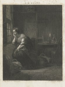 Vrouw met kind bij een venster