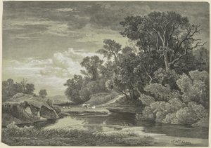 Aan de Arly bij Karlsruhe door Johann Wilhelm Schirmer