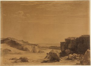 Hagar in de woestijn (Genesis 21, 16) door Johann Wilhelm Schirmer