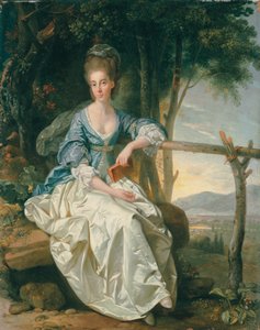Portret van Miss Matilda Clevland in een Toscaans Landschap
