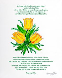 Der Rosentaler Tulpenstrauß voor rust, vreugde, vrede, geborgenheid en dankbaarheid