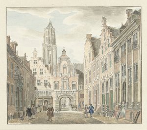 Nieuwstraat in Utrecht met gezicht op de Domtoren