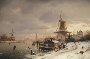 Woonboot op een Bevroren Rivier
