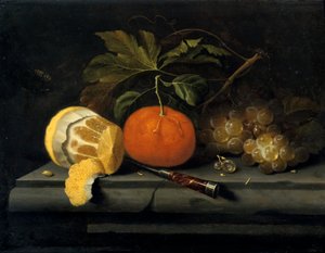 Vruchten op een stenen tafel, c1653-1659 door Johannes Borman