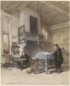 Archief te Veere met figuren in zeventiende-eeuws kostuum door Johannes Bosboom