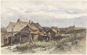 Fishing Family Houses in Scheveningen door Johannes Bosboom