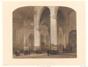 Gezicht in de St.-Laurenskerk te Rotterdam door Johannes Bosboom