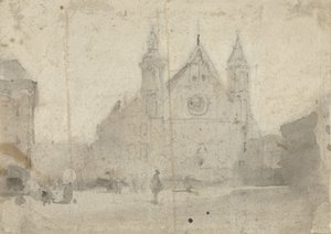 Gezicht op de Ridderzaal aan het Binnenhof door Johannes Bosboom