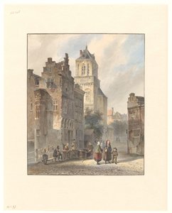 Gezicht op het stadhuis van Delft door Johannes Bosboom