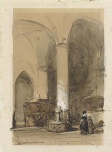 Interieur van de Grote of Andreaskerk te Hattem door Johannes Bosboom