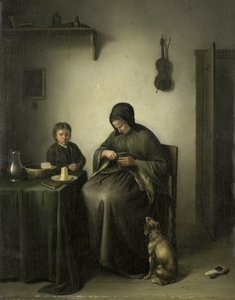 Een vrouw snijdt brood