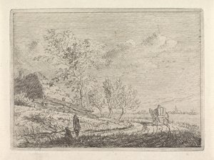Landschap met kar en twee vissers