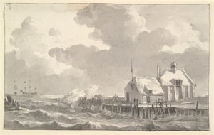 Een estuarium in een storm