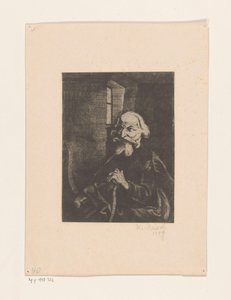 Oude zittende man door Johannes Driesch (signed by artist)