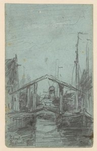 Gezicht op Dordrecht met ophaalbrug