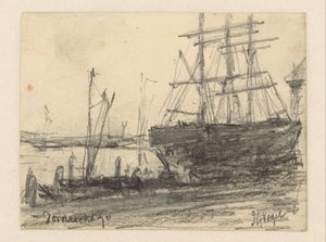 Schepen voor Dordrecht door Johannes Gijsbert Vogel