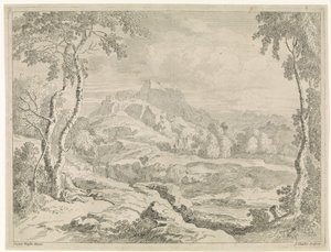 Landschap met herders Landschappen naar Gaspar Poussin door Johannes Glauber