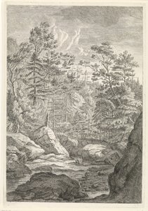 Ravijn met bomen en een beekje door Johannes Glauber
