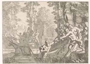 Silenus wordt uit het water getrokken door Johannes Glauber