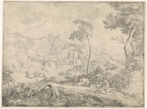 Drie herders in een storm door Johannes Gottlieb Glauber