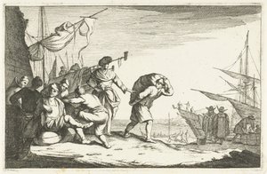 Haven met converserende kooplieden door Johannes Gronsveld