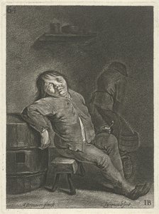 Herberginterieur met twee boeren door Johannes Gronsveld