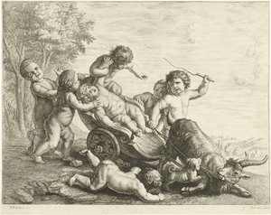 Putti met bokkenwagen door Johannes Gronsveld